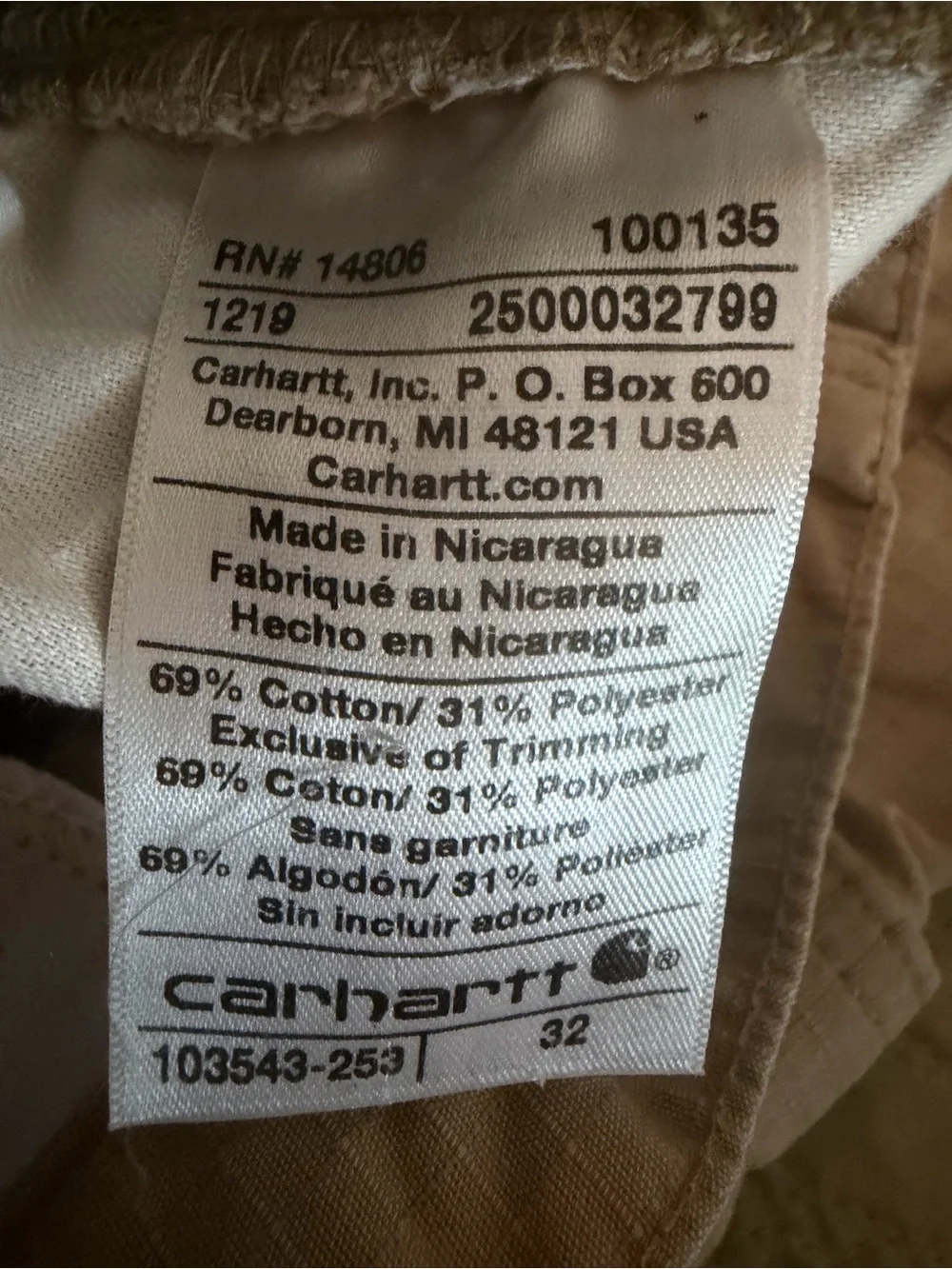 Carhartt Force Broxton Cargo Shorts 32 Tan Ripstop Utility Hiking Workwear